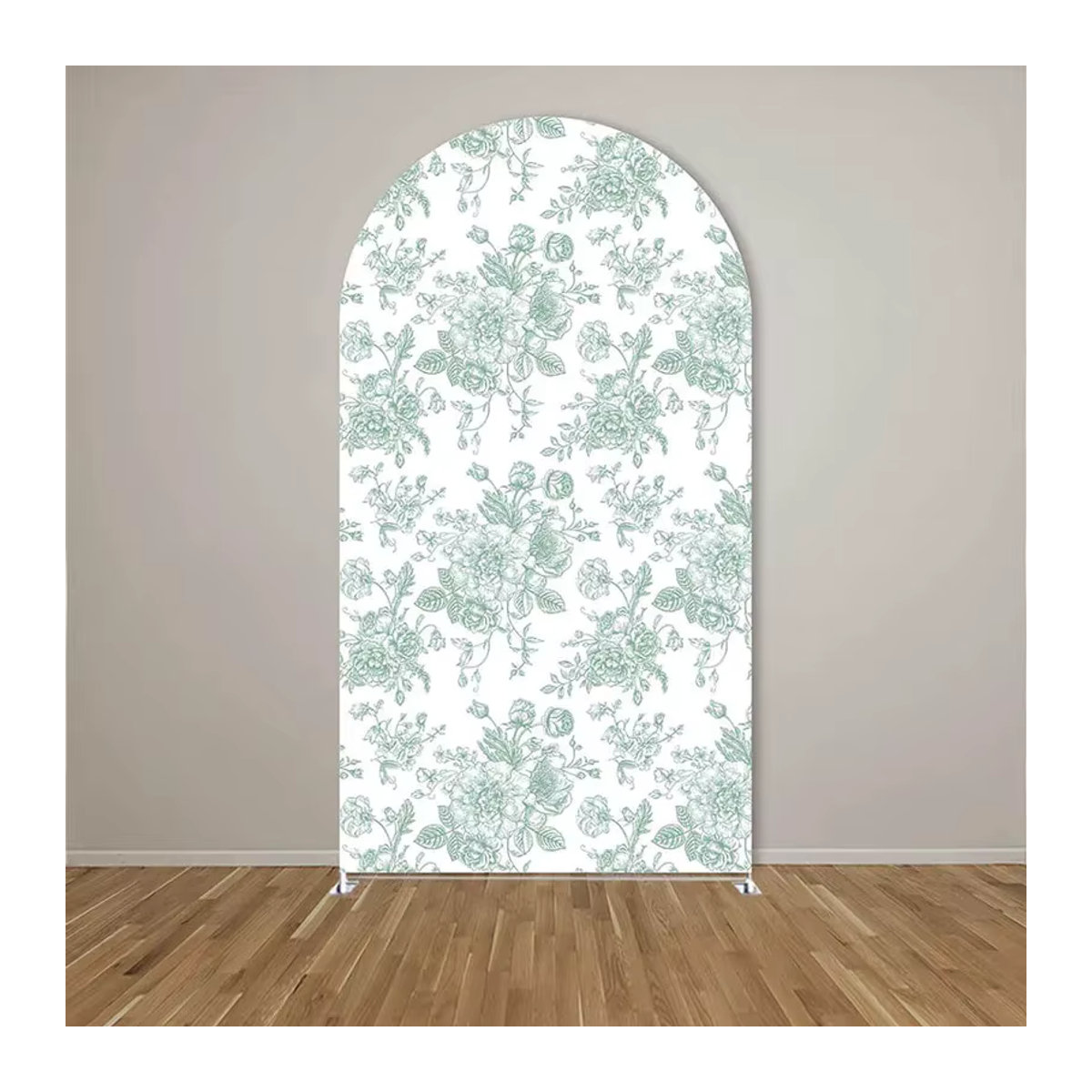 VIKAMA Wandteppich Chiara mit grünem Blumenstreifen und floralem Design in Weiß und Grün, Wanddekoration für Hochzeit und Brautparty, B/H: 120 x 50 cm - Bild 2