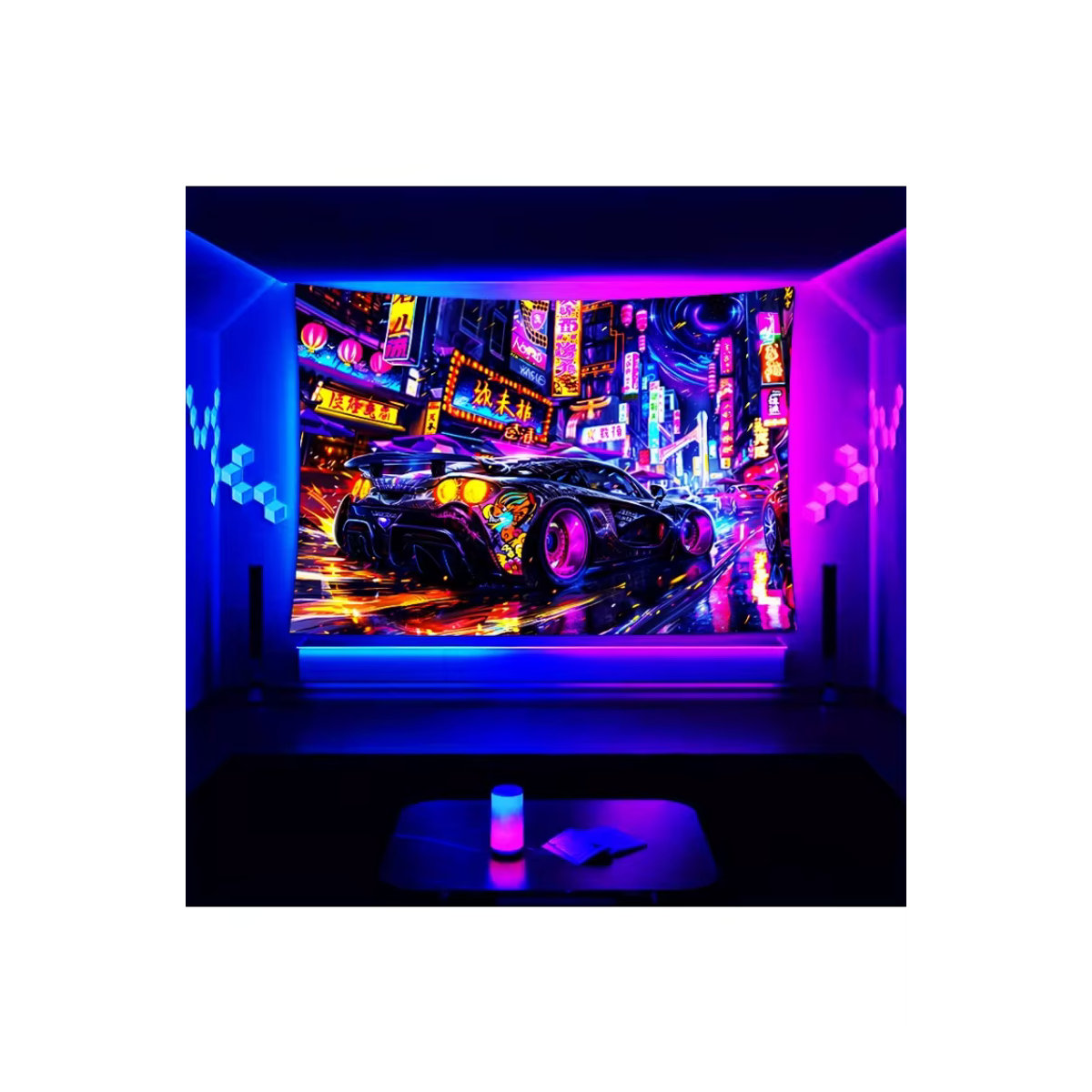 VIKAMA Wandteppich im Neon-Rennstil, mehrfarbig, B/H: 60 x 40 cm - Bild 7