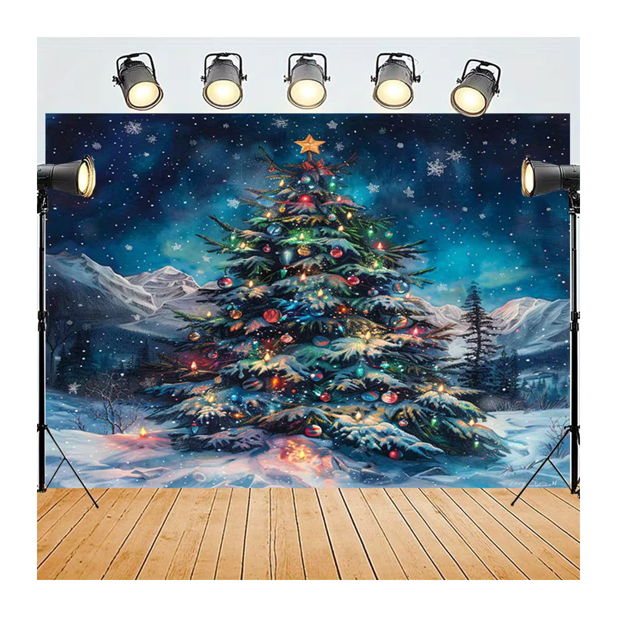 VIKAMA Wandteppich im skandinavischen Design mit Weihnachts-Schneeszene, mehrfarbig, Textil - Bild 2