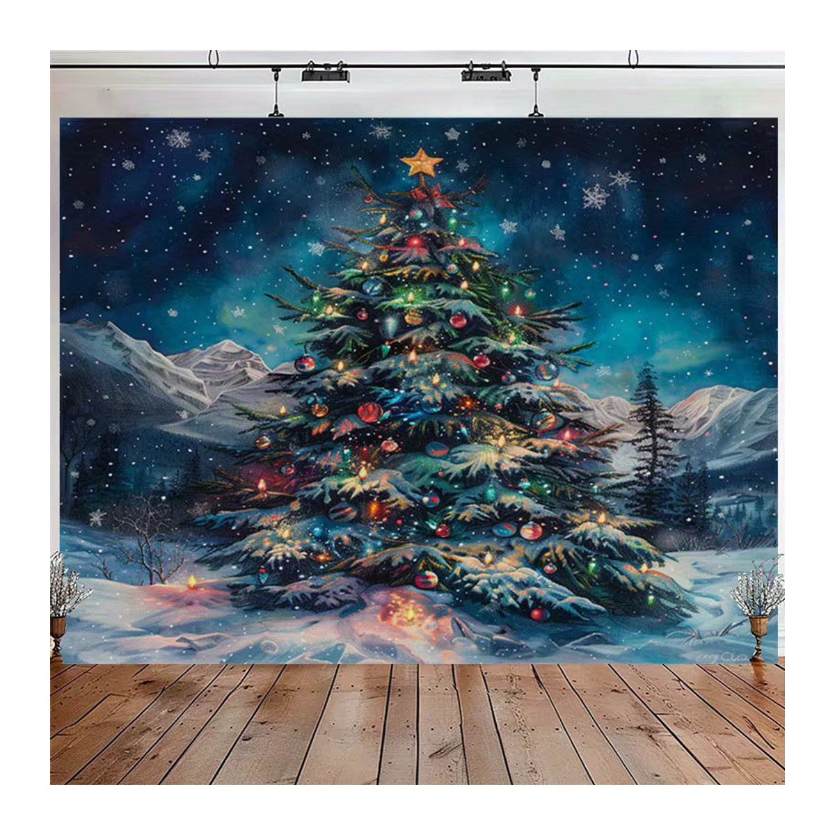 VIKAMA Wandteppich im skandinavischen Design mit Weihnachts-Schneeszene, mehrfarbig, Textil - Bild 3