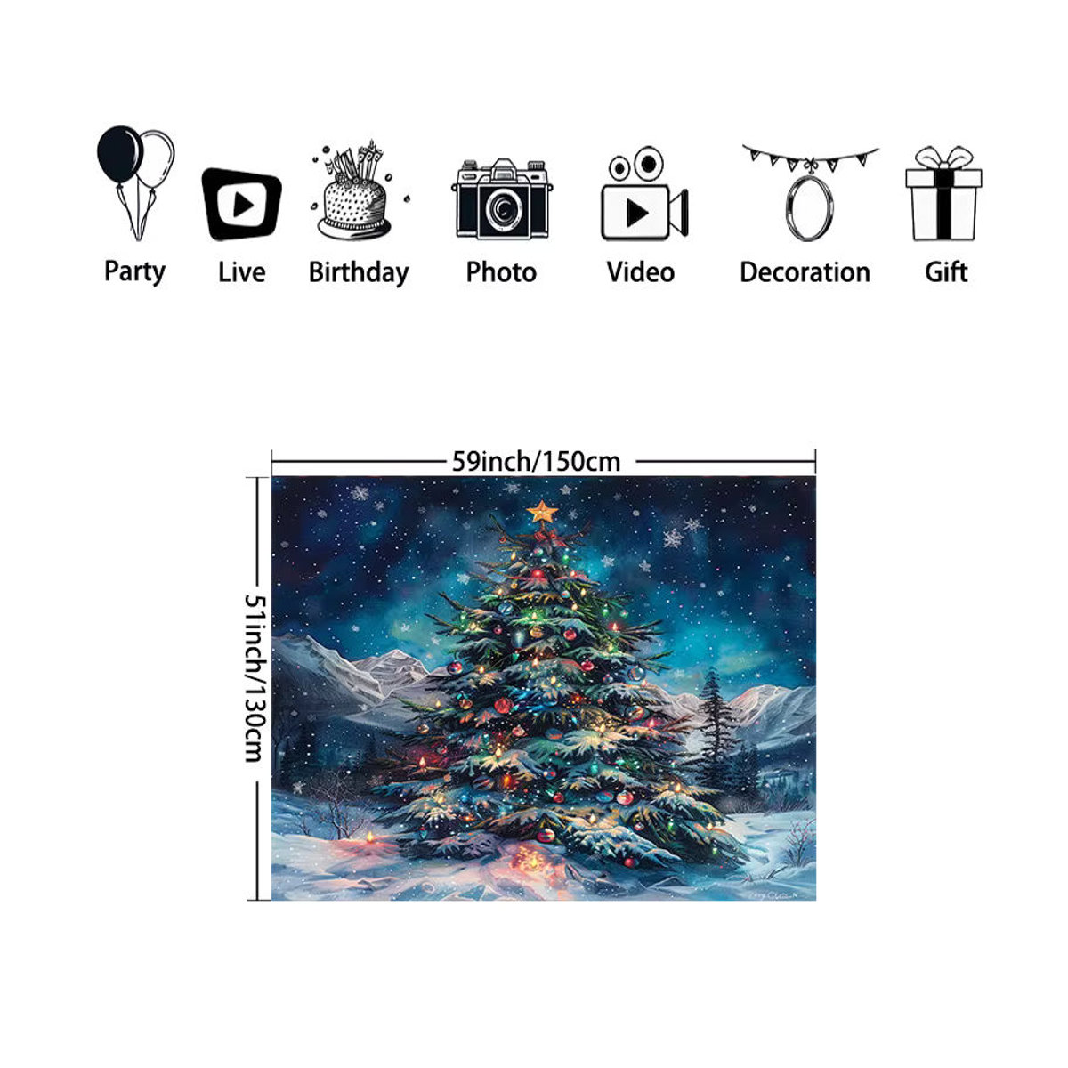 VIKAMA Wandteppich im skandinavischen Design mit Weihnachts-Schneeszene, mehrfarbig, Textil - Bild 4
