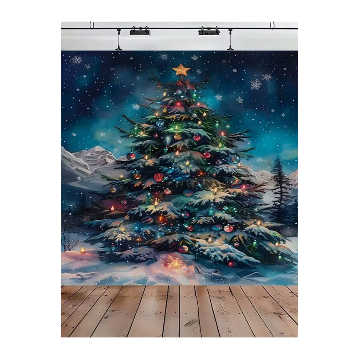 VIKAMA Wandteppich im skandinavischen Design mit Weihnachts-Schneeszene, mehrfarbig, Textil - Bild 5