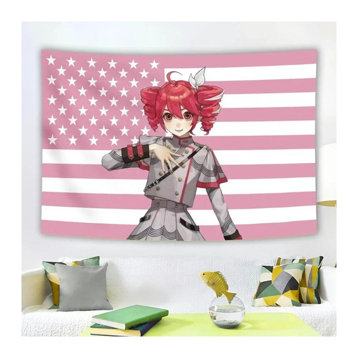 VIKAMA Wandteppich Kasane Teto mit amerikanischer Flagge, ästhetischer Wandbehang in Mehrfarbig, Rechteckig, B/H: 70 x 70 cm - Bild 1
