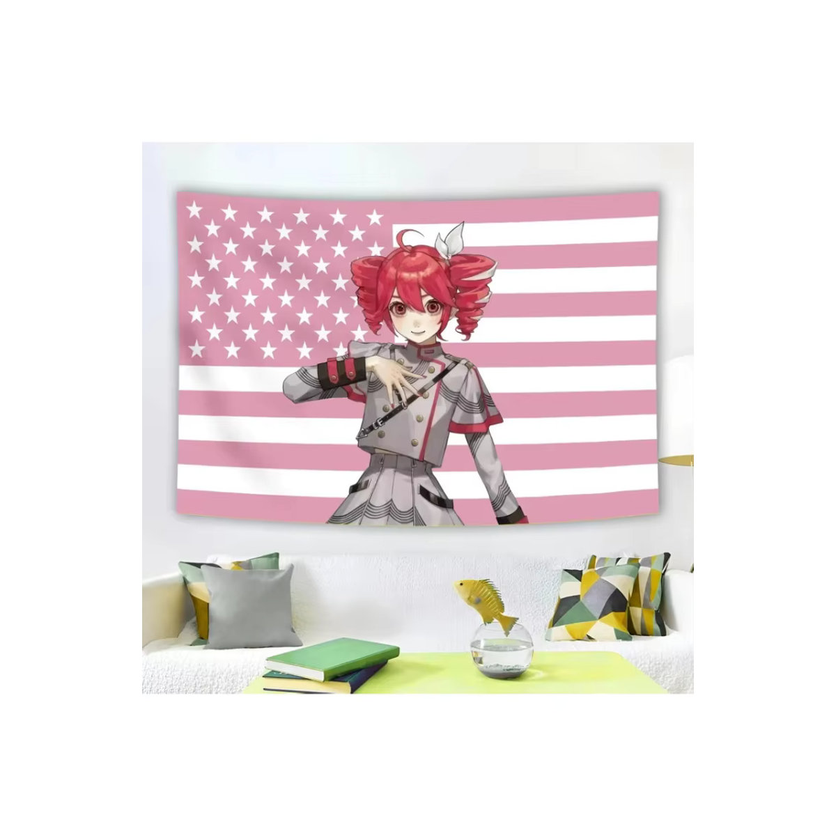 VIKAMA Wandteppich Kasane Teto mit amerikanischer Flagge, ästhetischer Wandbehang in Mehrfarbig, Rechteckig, B/H: 70 x 70 cm - Bild 2