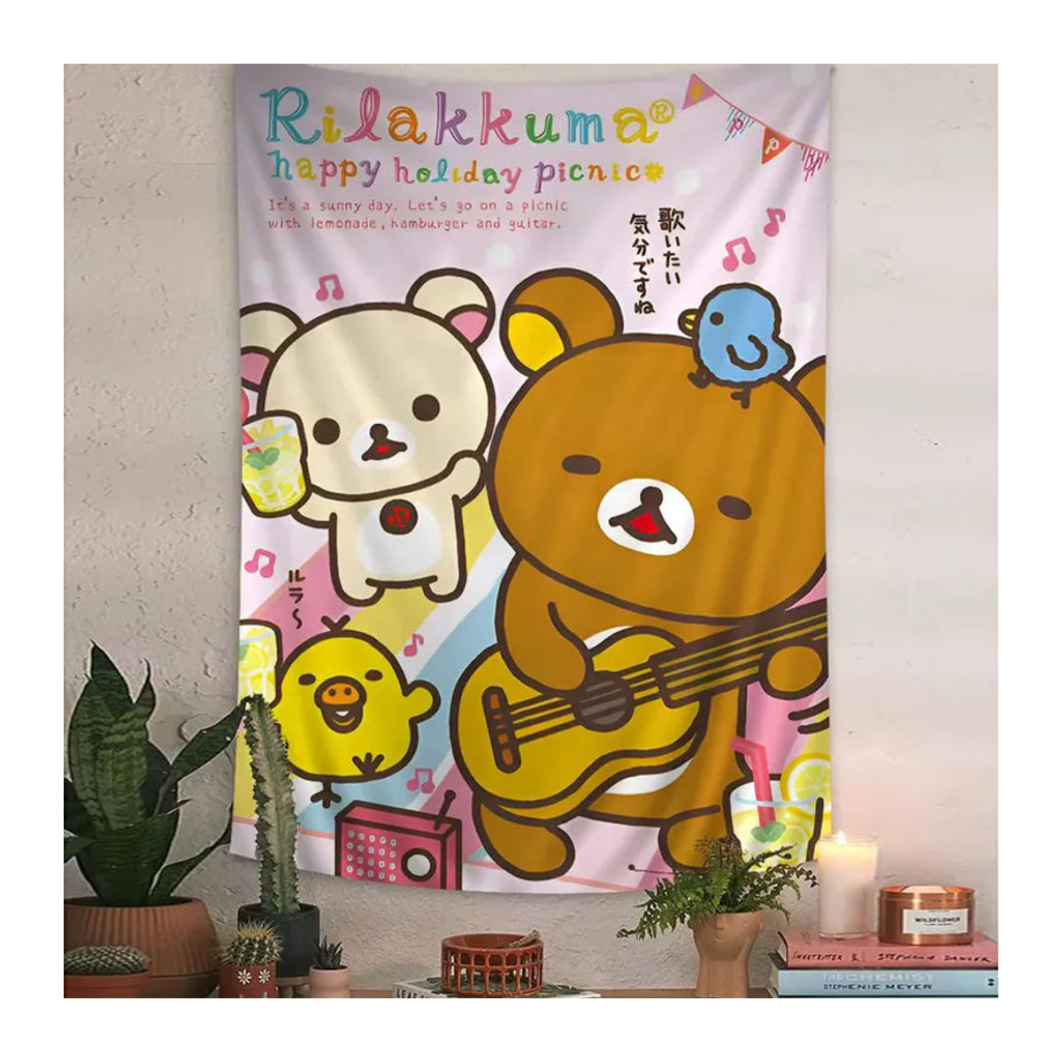 VIKAMA Wandteppich mit Cartoon-Bär Motiv, mehrfarbiger Wandbehang für Kinderzimmer und Wohnzimmer, rechteckig, B/H: 60 x 40 cm - Bild 1