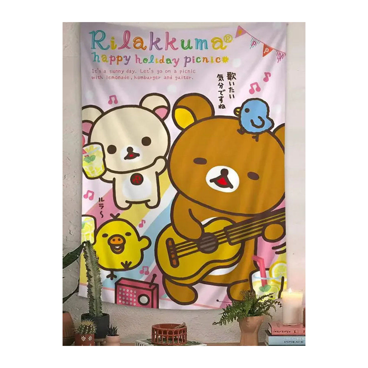 VIKAMA Wandteppich mit Cartoon-Bär Motiv, mehrfarbiger Wandbehang für Kinderzimmer und Wohnzimmer, rechteckig, B/H: 60 x 40 cm - Bild 2