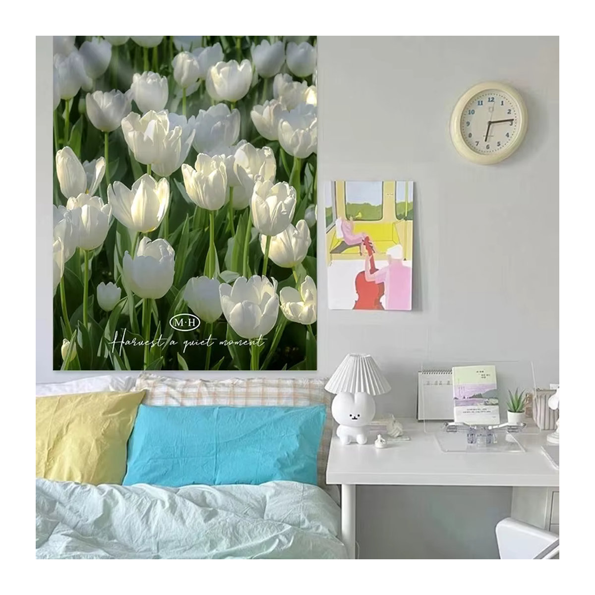 VIKAMA Wandteppich mit floralem Tulpenmuster in Mehrfarbig, rechteckige Textil-Wanddekoration für dein Wohnzimmer oder Schlafzimmer, B: 60 cm, H: 60 cm, T: 40 cm - Bild 2