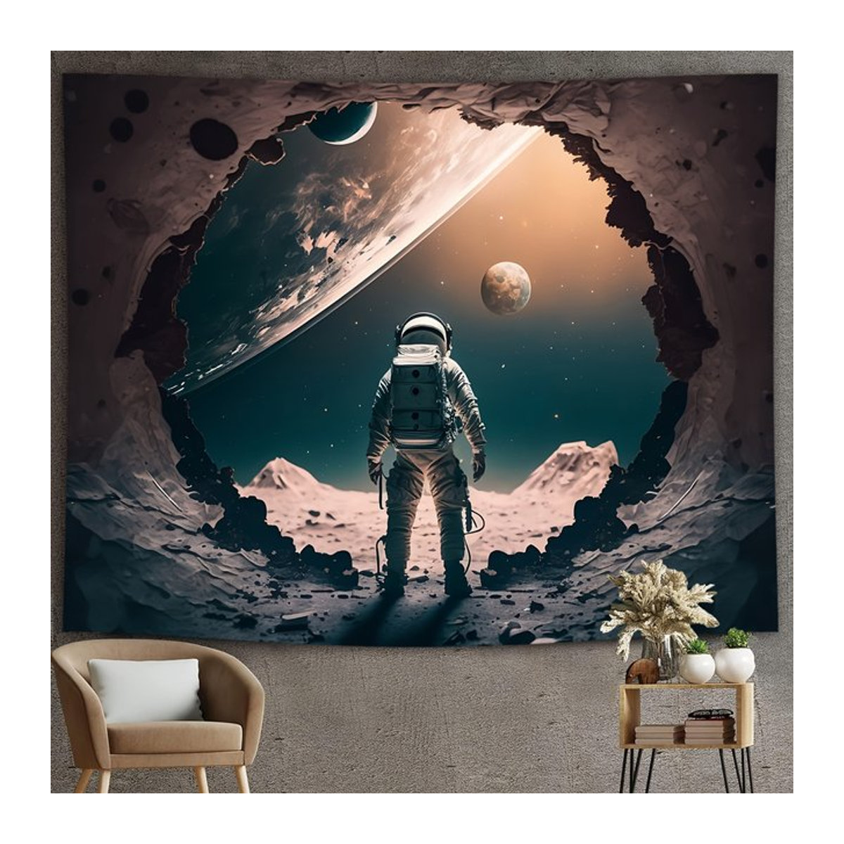 VIKAMA Wandteppich mit interstellarer Erkundung und kosmischer Kunst, mehrfarbig, B/H: 60 x 40 cm - Bild 1