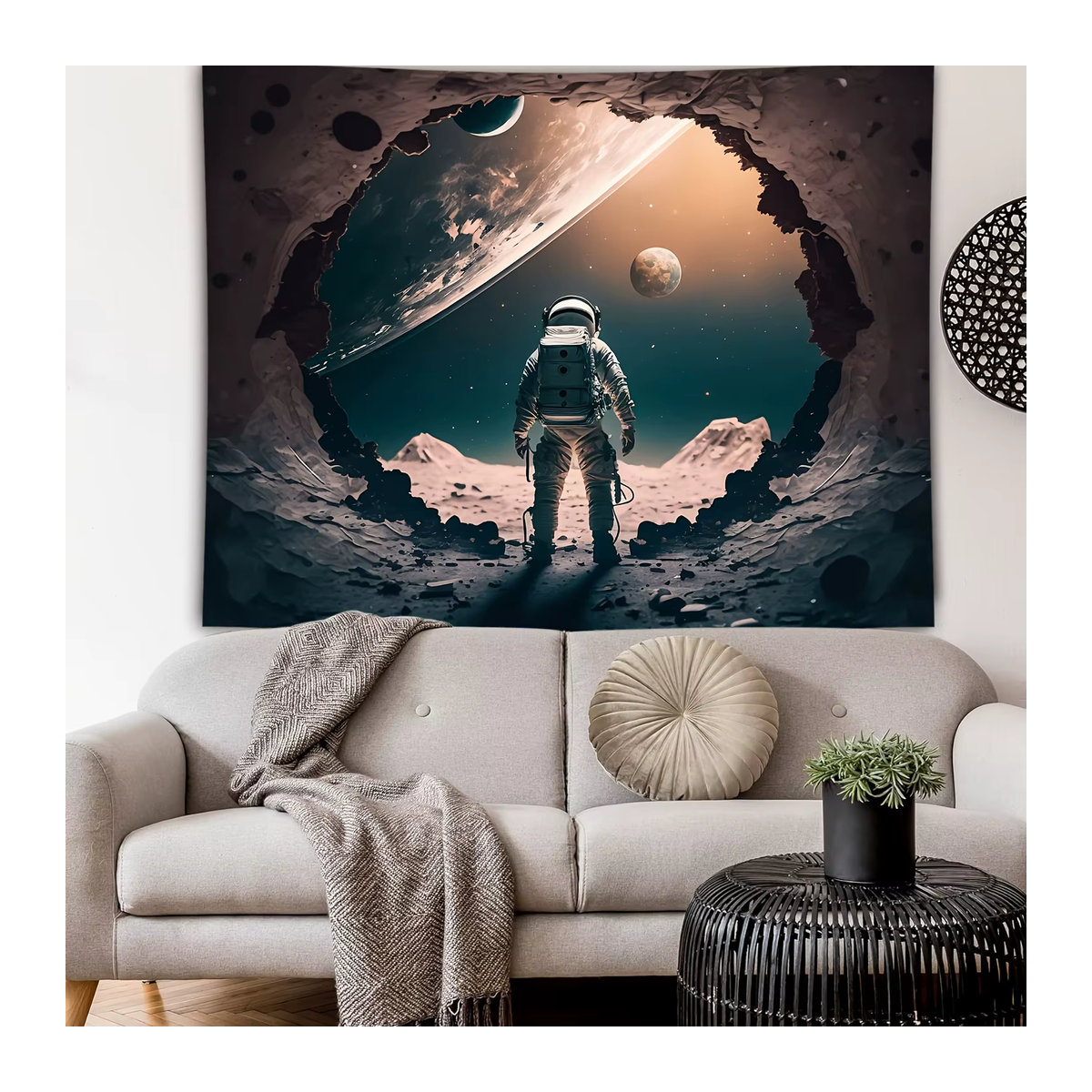 VIKAMA Wandteppich mit interstellarer Erkundung und kosmischer Kunst, mehrfarbig, B/H: 60 x 40 cm - Bild 4