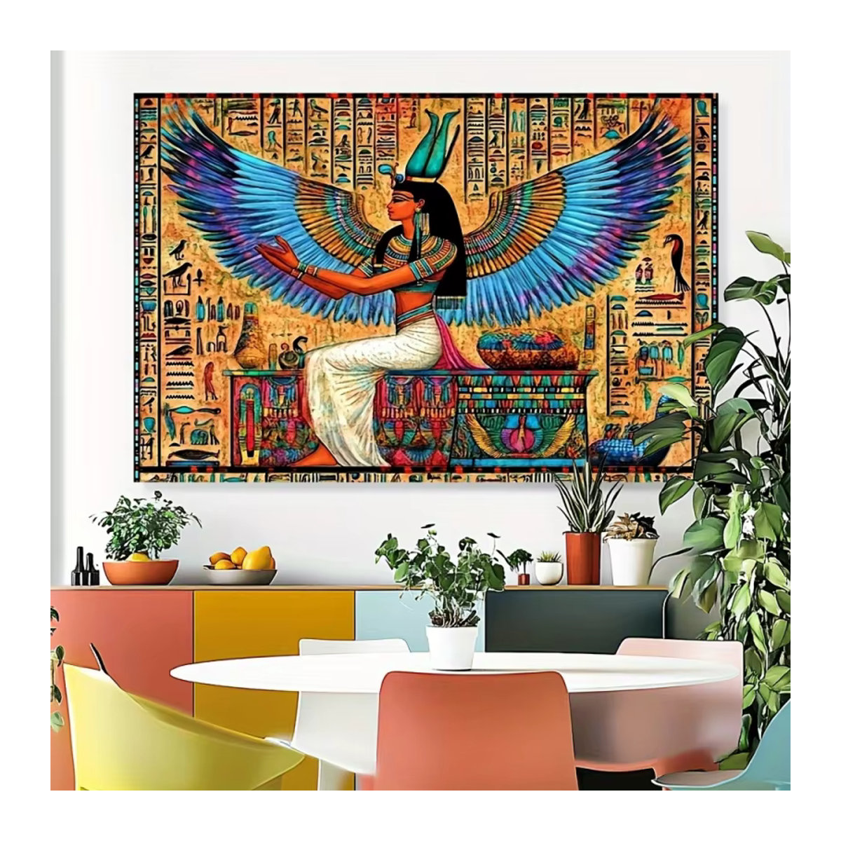 VIKAMA Wandteppich mit Isis-Göttin aus dem alten Ägypten, mehrfarbiger Wandbehang im orientalischen Stil, B/H: 60 x 40 cm - Bild 2