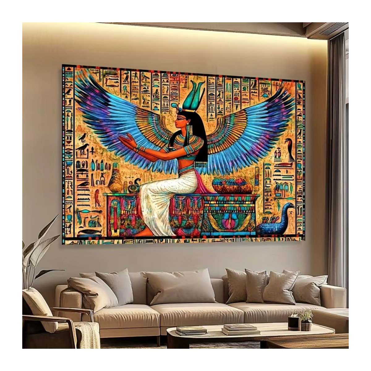 VIKAMA Wandteppich mit Isis-Göttin aus dem alten Ägypten, mehrfarbiger Wandbehang im orientalischen Stil, B/H: 60 x 40 cm - Bild 3