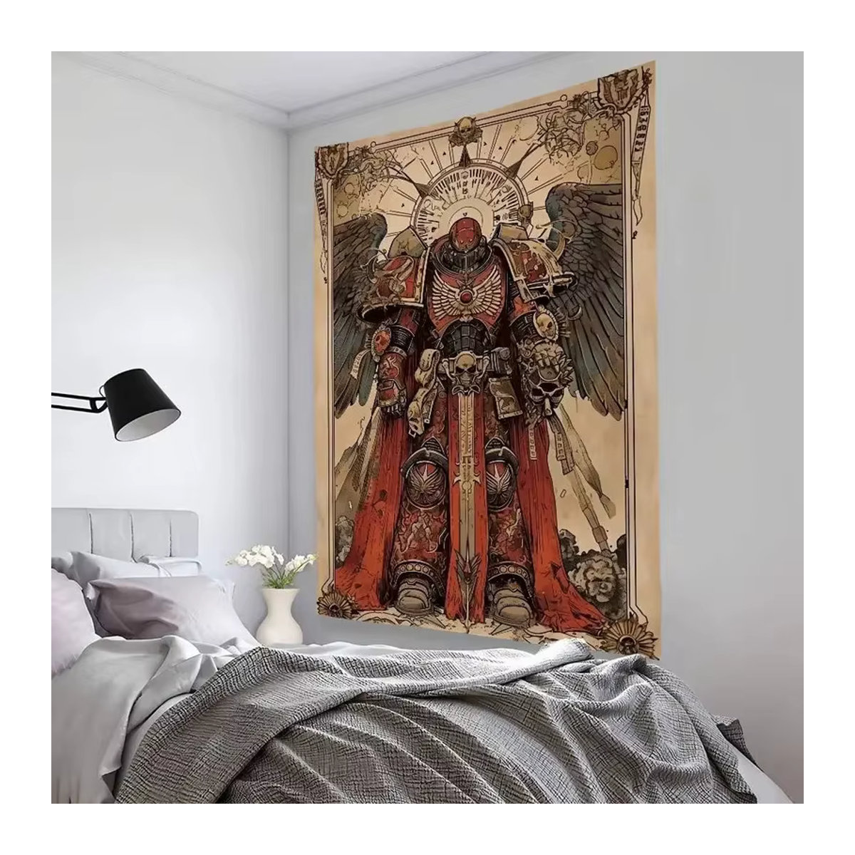 VIKAMA Wandteppich mit Kampfrüstungs-Motiv im gotischen Retro-Stil, mehrfarbig, Textil - Bild 2