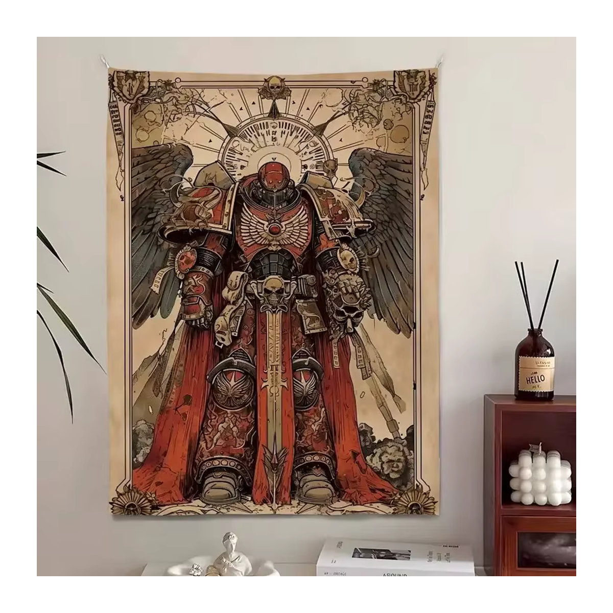 VIKAMA Wandteppich mit Kampfrüstungs-Motiv im gotischen Retro-Stil, mehrfarbig, Textil - Bild 4