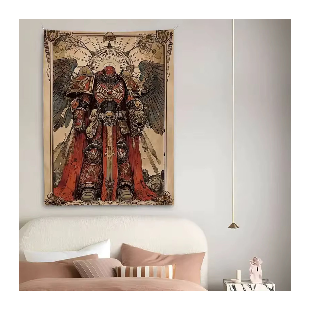 VIKAMA Wandteppich mit Kampfrüstungs-Motiv im gotischen Retro-Stil, mehrfarbig, Textil - Bild 6