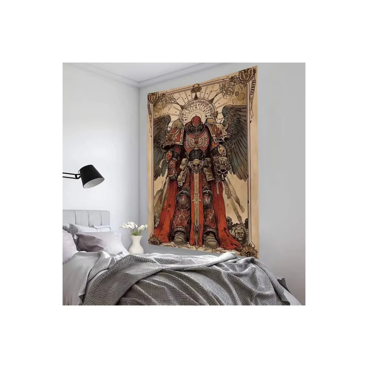 VIKAMA Wandteppich mit Kampfrüstungs-Motiv im gotischen Retro-Stil, mehrfarbig, Textil - Bild 7
