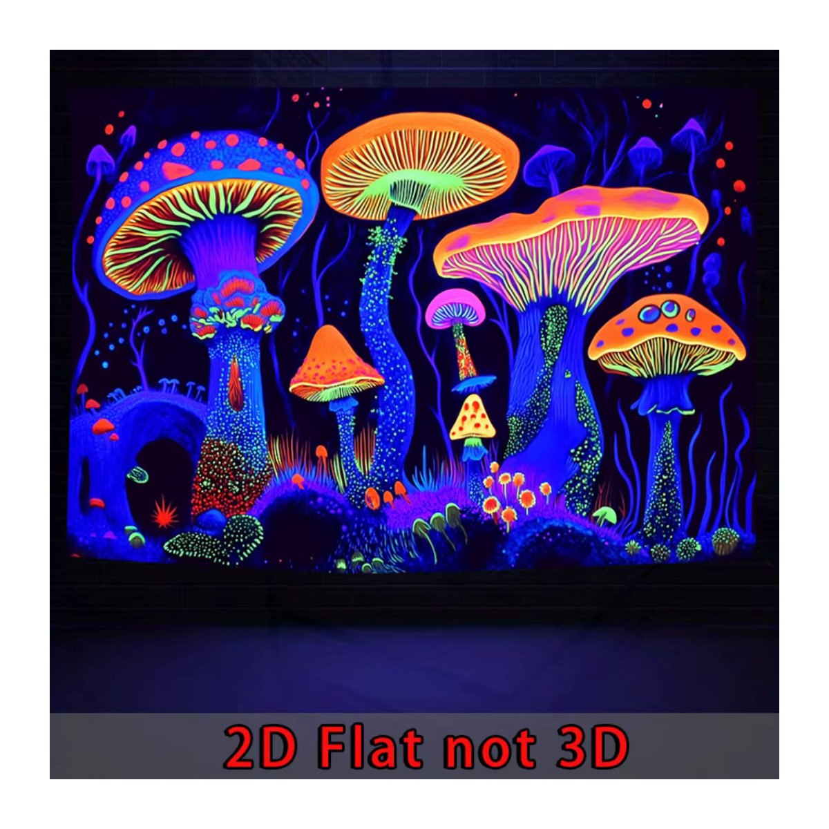 VIKAMA Wandteppich mit mystischen Waldpilzen, psychedelischer Fantasy-Wandbehang in Mehrfarbig, Bohemian Textil-Wanddeko, B/H: 40 x 60 cm - Bild 3