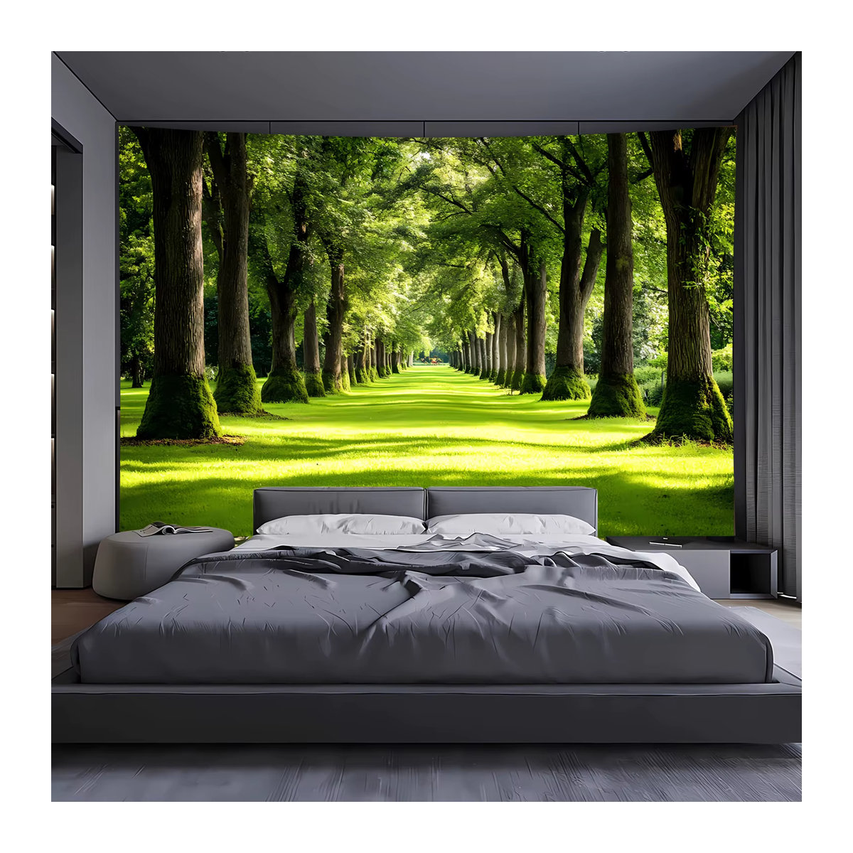 VIKAMA Wandteppich mit natürlicher Landschaft in Grün, rechteckige Textil-Wandkunst für dein Wohnzimmer, Schlafzimmer oder Büro - Bild 3