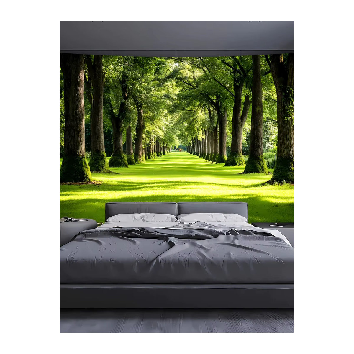 VIKAMA Wandteppich mit natürlicher Landschaft in Grün, rechteckige Textil-Wandkunst für dein Wohnzimmer, Schlafzimmer oder Büro - Bild 5