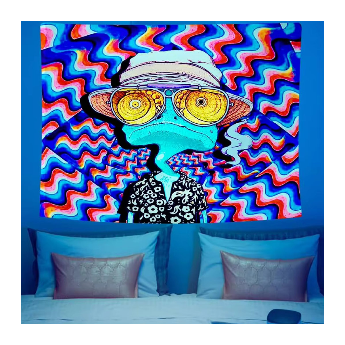 VIKAMA Wandteppich mit Trippy Charakter Design in Mehrfarbig, Rechteckiger Textil-Wandteppich im Abstract-Stil, B/H: 160 x 100 cm - Bild 2