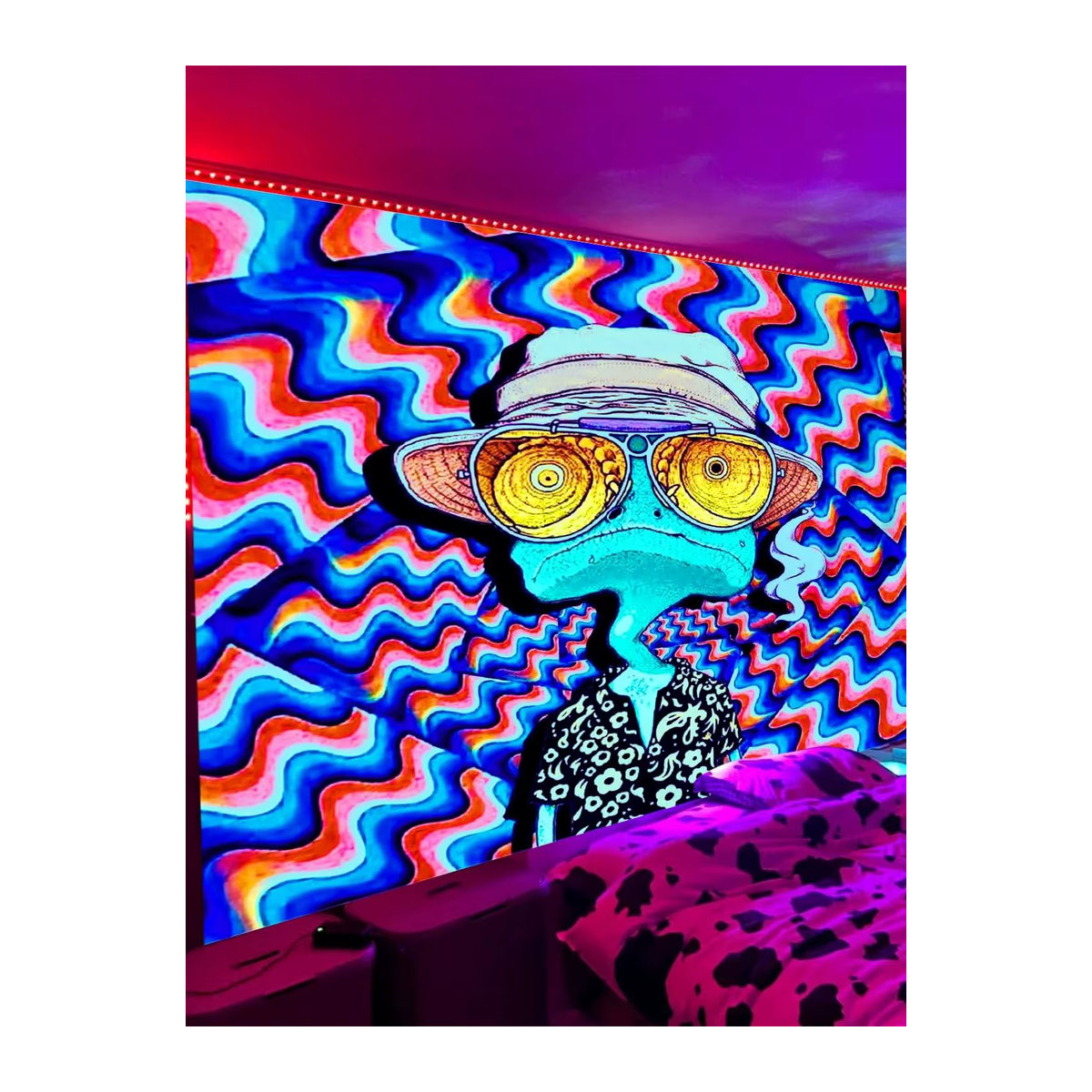 VIKAMA Wandteppich mit Trippy Charakter Design in Mehrfarbig, Rechteckiger Textil-Wandteppich im Abstract-Stil, B/H: 160 x 100 cm - Bild 6