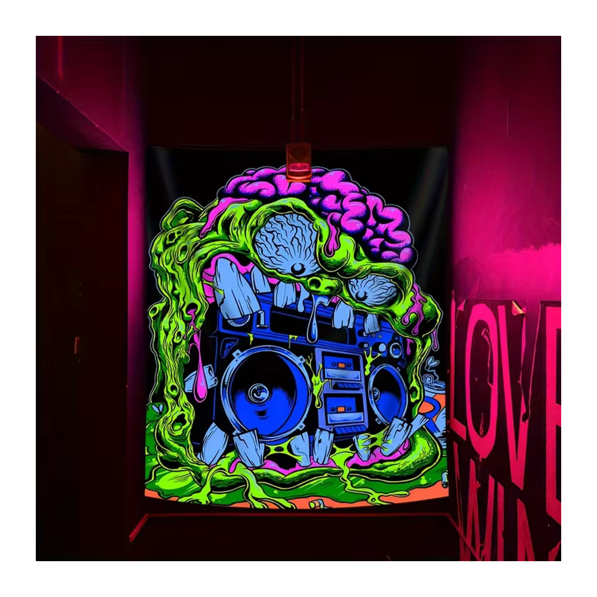 VIKAMA Wandteppich Neon Weird Radio Street Art Wanddekoration mehrfarbig B: 60 cm, H: 40 cm, T: 40 cm - Bild 3
