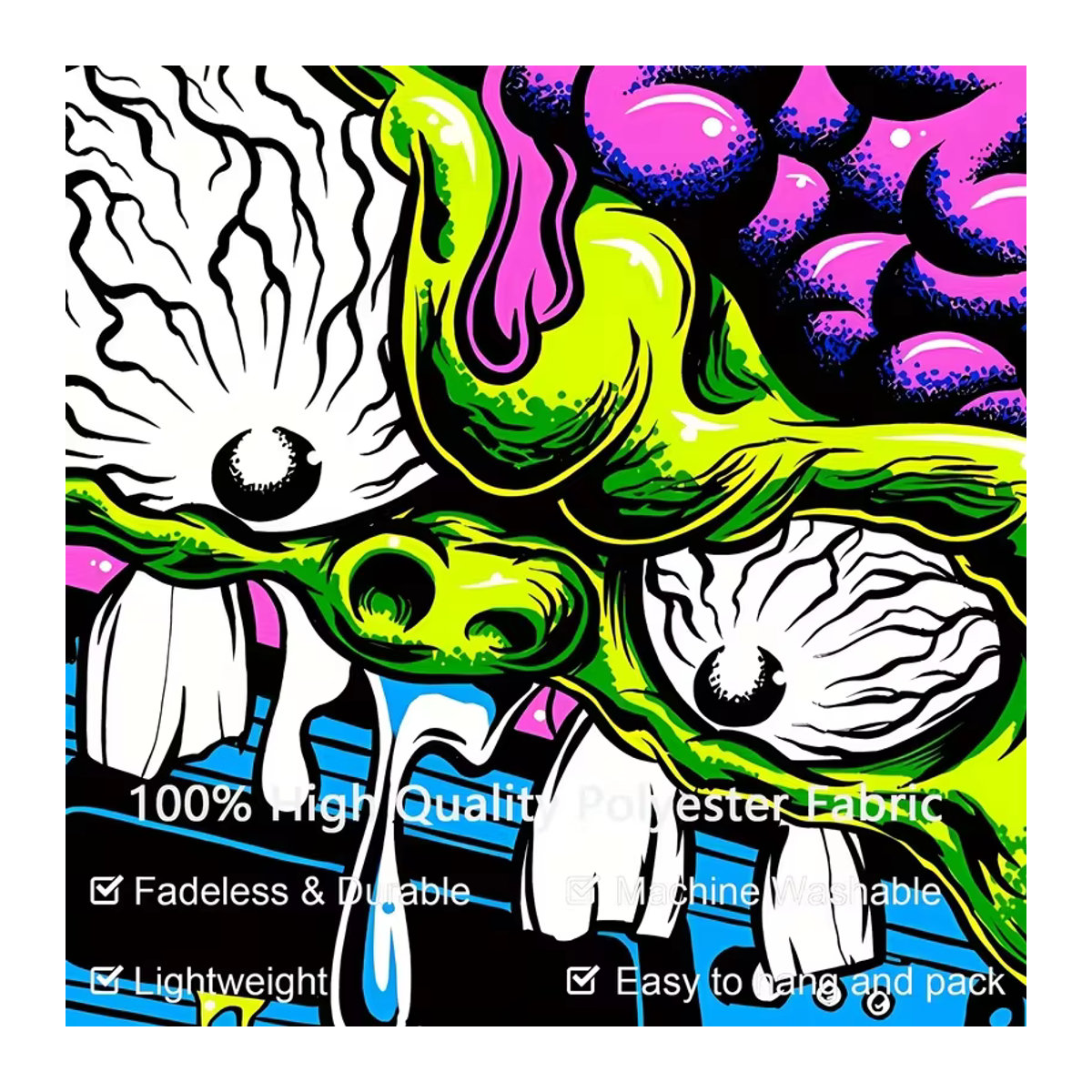 VIKAMA Wandteppich Neon Weird Radio Street Art Wanddekoration mehrfarbig B: 60 cm, H: 40 cm, T: 40 cm - Bild 5
