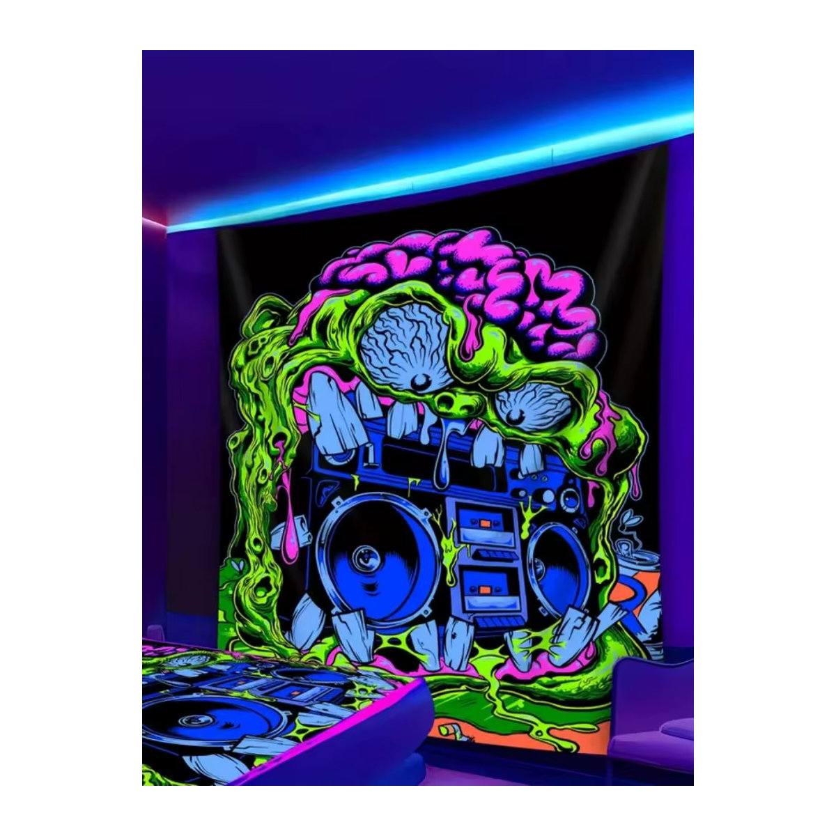 VIKAMA Wandteppich Neon Weird Radio Street Art Wanddekoration mehrfarbig B: 60 cm, H: 40 cm, T: 40 cm - Bild 6
