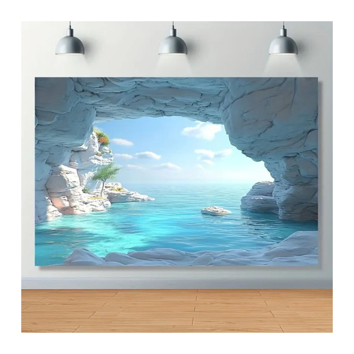 VIKAMA Wandteppich Ozean-Höhle in Blau, rechteckiger Wandbehang aus Textil für Innen- und Außenbereich, B/H: 60 x 40 cm - Bild 1