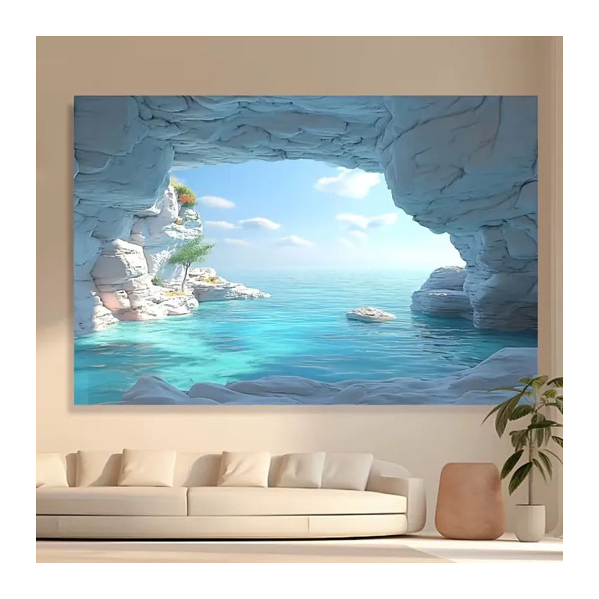 VIKAMA Wandteppich Ozean-Höhle in Blau, rechteckiger Wandbehang aus Textil für Innen- und Außenbereich, B/H: 60 x 40 cm - Bild 5