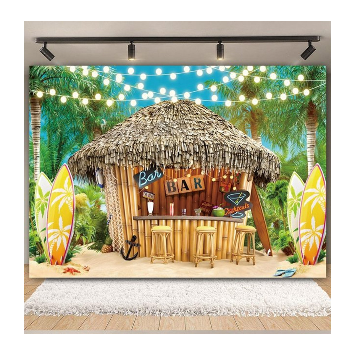 VIKAMA Wandteppich Sommer Tropisches Design mit Flamingo und Bambus, mehrfarbig, rechteckig - Bild 1