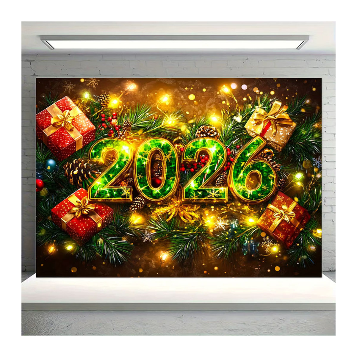 VIKAMA Wandteppich Weihnachten mit floralem Tannenzweige und Beeren Design, mehrfarbig, rechteckig, Textil, B/H: 60 x 40 cm - Bild 4