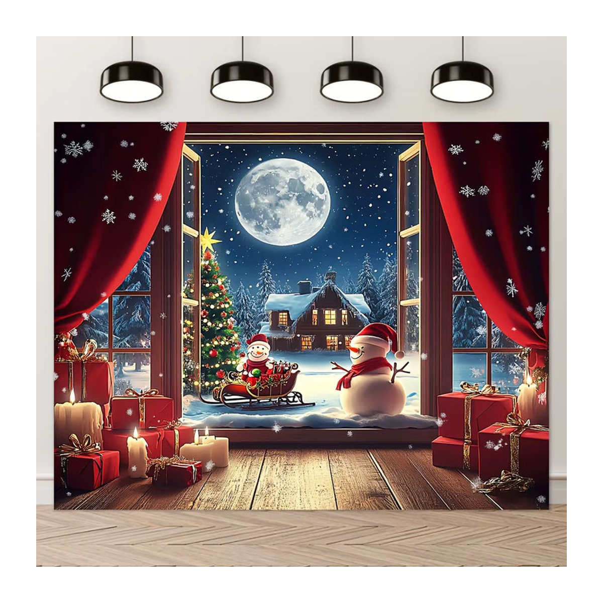 VIKAMA Wandteppich Weihnachten Winterlandschaft mit Schneeszene als hängende Textildekoration, mehrfarbig, B/H: 60 x 40 cm - Bild 2