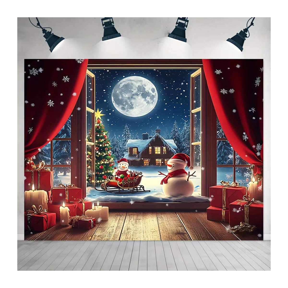 VIKAMA Wandteppich Weihnachten Winterlandschaft mit Schneeszene als hängende Textildekoration, mehrfarbig, B/H: 60 x 40 cm - Bild 3
