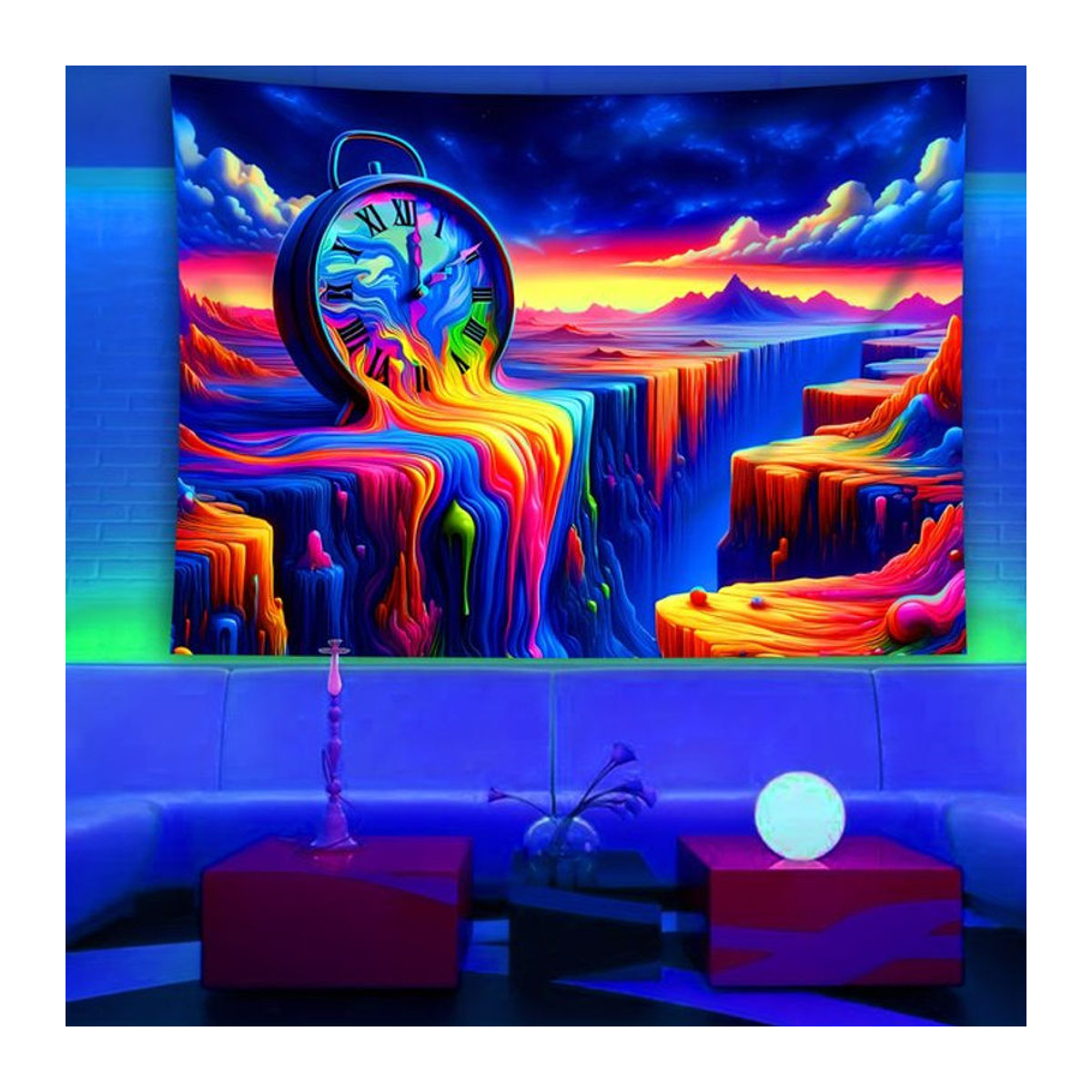 VIKAMA Wandteppich Zeit-Wasserfall Abstrakt Mehrfarbig Textil Wanddeko - Bild 1