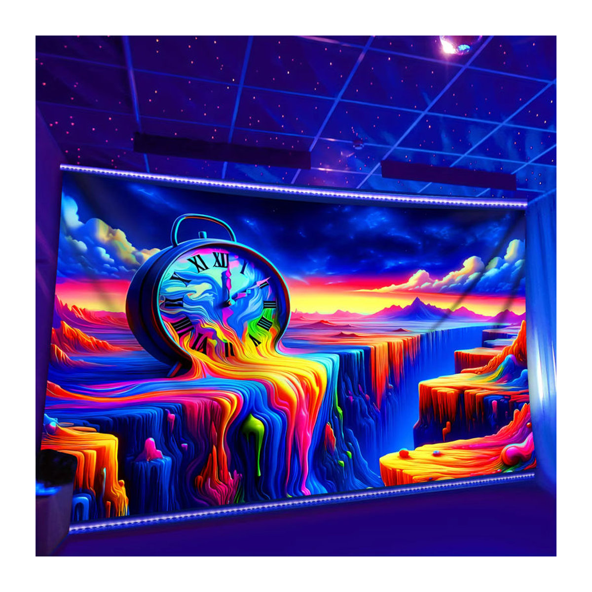 VIKAMA Wandteppich Zeit-Wasserfall Abstrakt Mehrfarbig Textil Wanddeko - Bild 4
