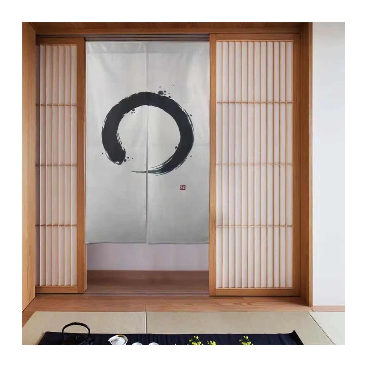 VIKAMA Warme Trennvorhänge im japanischen Stil mit floralem Muster in Weiß - Bild 2