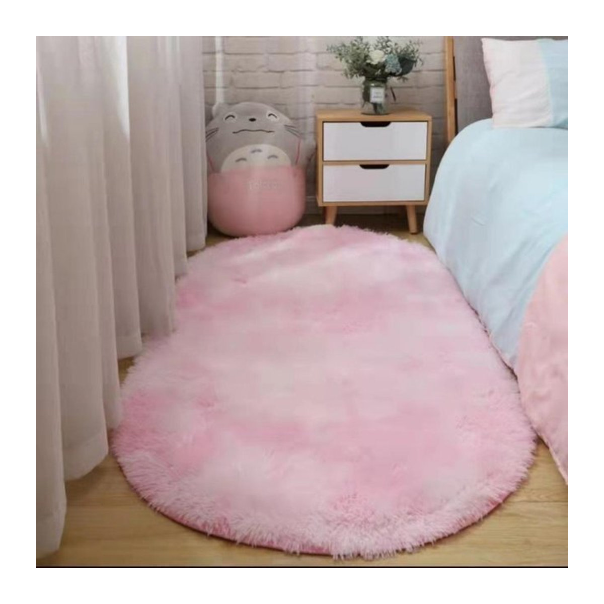 VIKAMA Weicher ovaler Teppich für Schlafzimmer und Wohnzimmer in Rosa - Bild 1