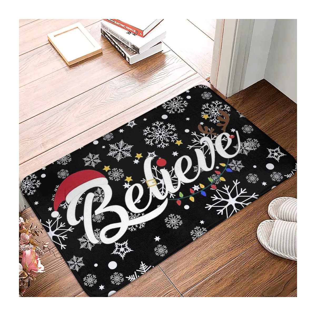 VIKAMA Weihnachten Willkommen Fußmatte für Indoor und Outdoor in Schwarz - Bild 1