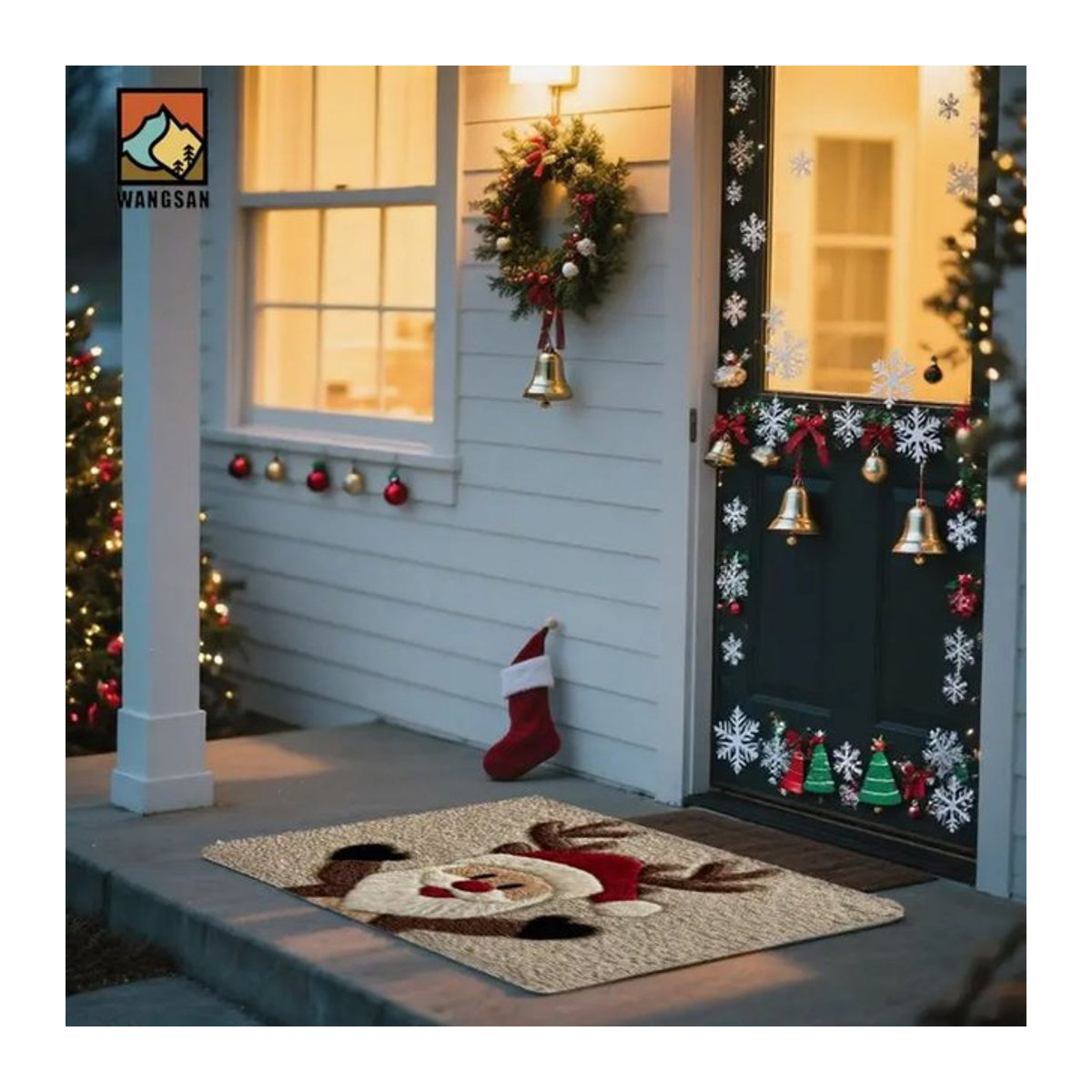 VIKAMA Weihnachtliche Willkommen Fußmatte mit Santa Claus Motiv für Innen und Außen, mehrfarbig - Bild 1
