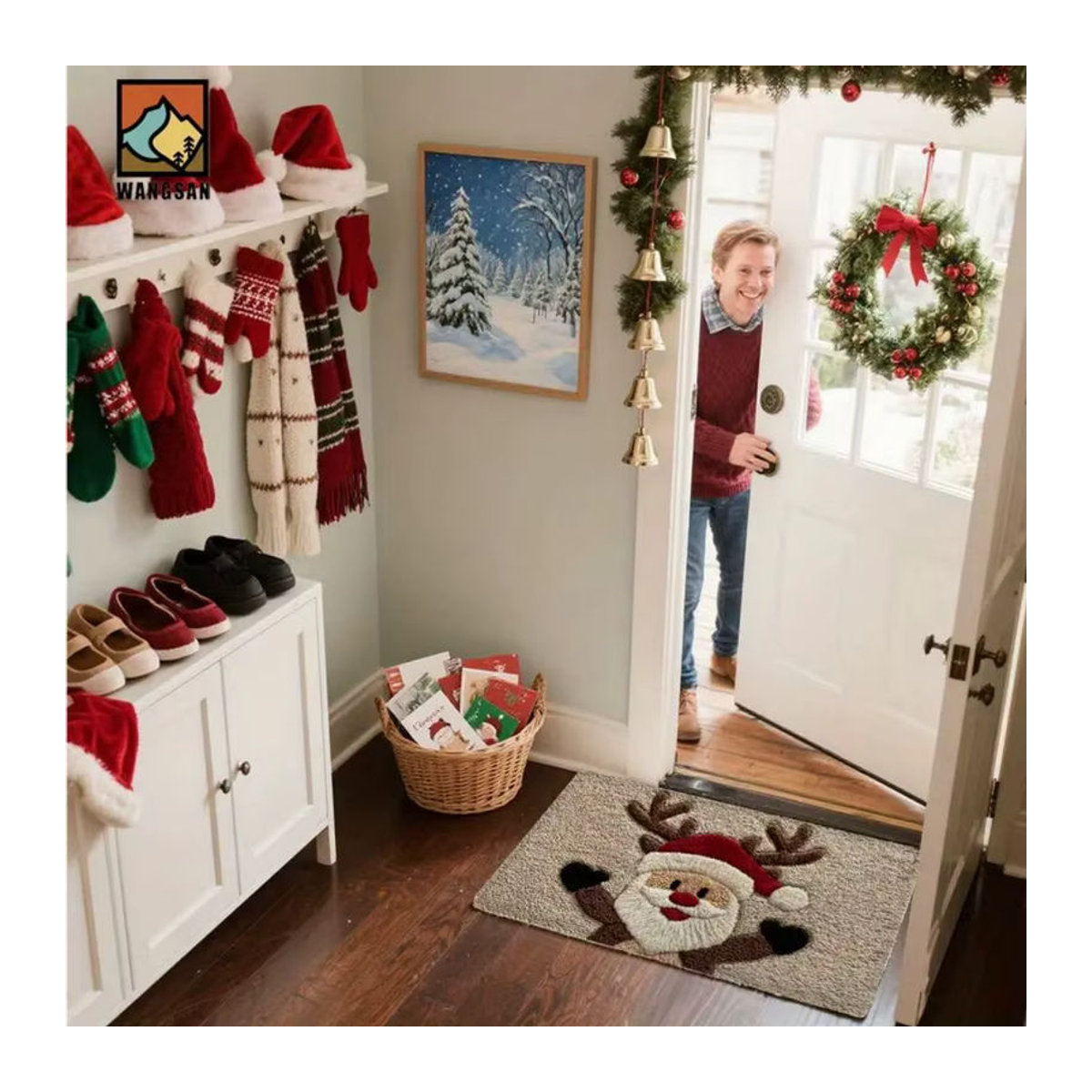 VIKAMA Weihnachtliche Willkommen Fußmatte mit Santa Claus Motiv für Innen und Außen, mehrfarbig - Bild 2