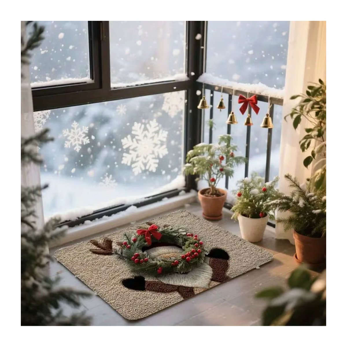 VIKAMA Weihnachtliche Willkommen Fußmatte mit Santa Claus Motiv für Innen und Außen, mehrfarbig - Bild 5