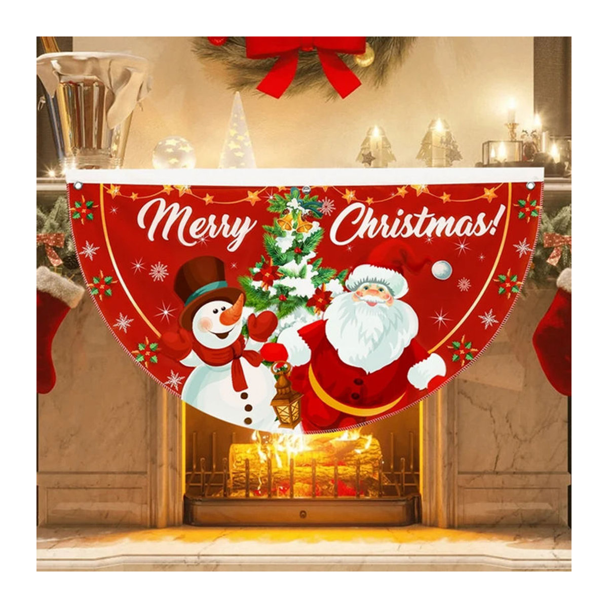VIKAMA Weihnachts-Banner mit Schneemann-Motiv in Rot für Garten, Balkon und Treppe - Bild 1