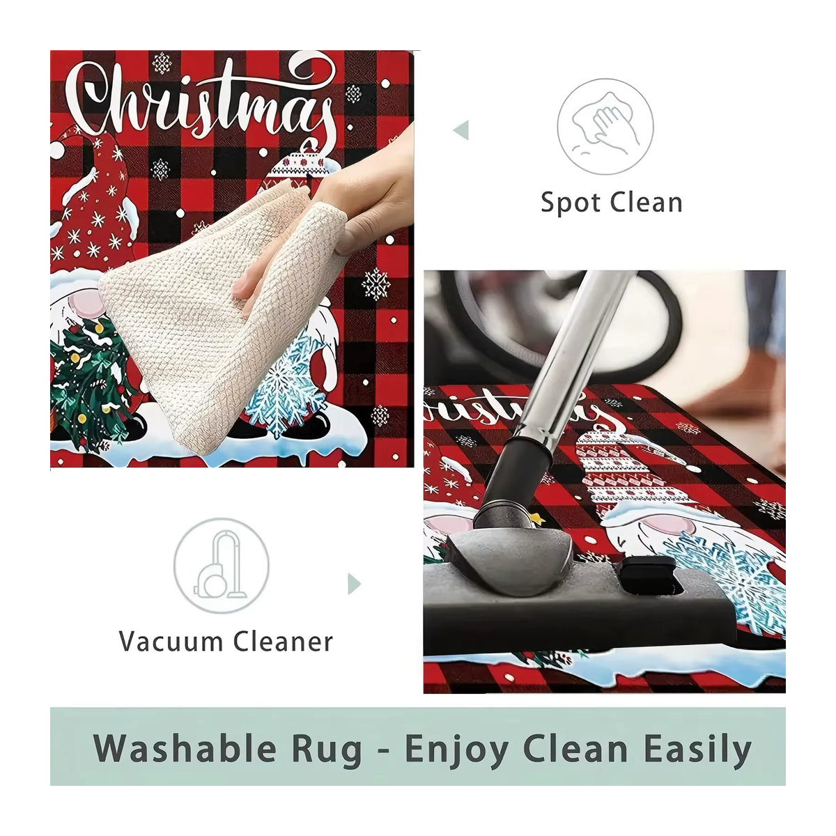 VIKAMA Weihnachts-Fußmatte in Rot mit Muster, schmutzabweisend und wasserdicht - Bild 1