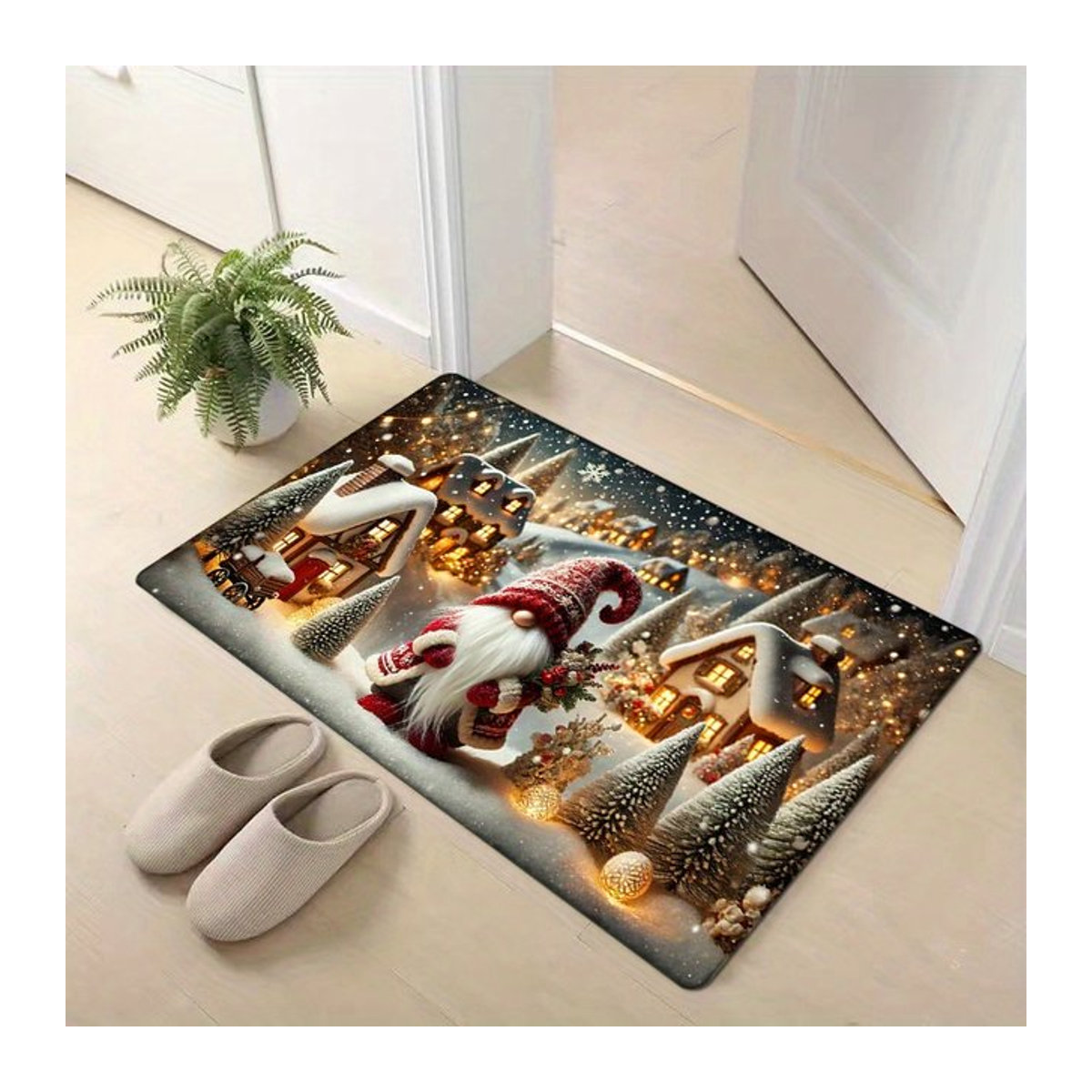 VIKAMA Weihnachts-Fußmatte mit Kobold-Motiv in Rot, Weiß und Mehrfarbig - Bild 1
