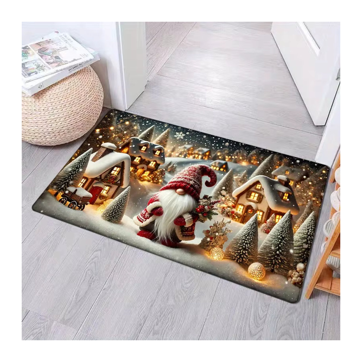 VIKAMA Weihnachts-Fußmatte mit Kobold-Motiv in Rot, Weiß und Mehrfarbig - Bild 2