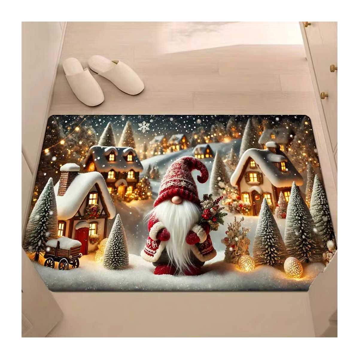 VIKAMA Weihnachts-Fußmatte mit Kobold-Motiv in Rot, Weiß und Mehrfarbig - Bild 4