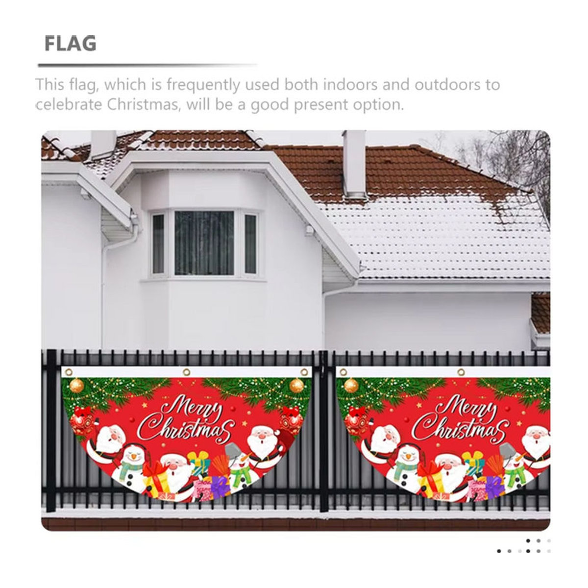 VIKAMA Weihnachts-Hängebanner mit Frohe Weihnachten-Motiv in Rot aus Textil - Bild 1