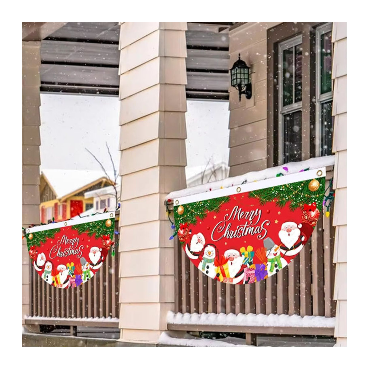 VIKAMA Weihnachts-Hängebanner mit Frohe Weihnachten-Motiv in Rot aus Textil - Bild 3