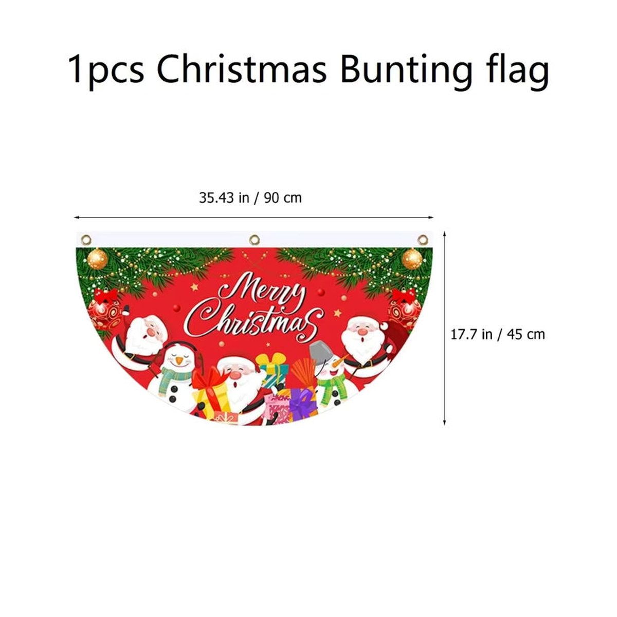 VIKAMA Weihnachts-Hängebanner mit Frohe Weihnachten-Motiv in Rot aus Textil - Bild 4