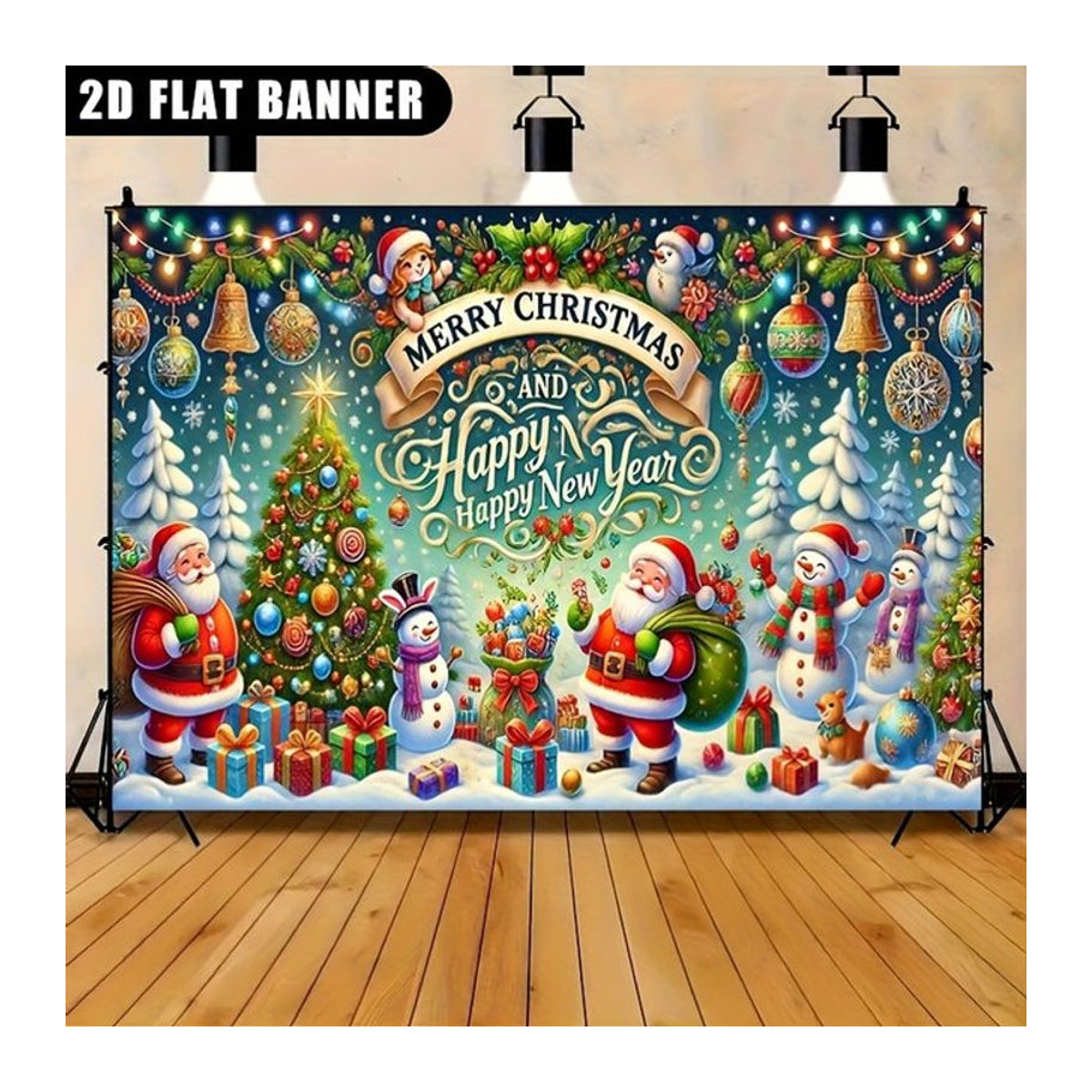 VIKAMA Weihnachts-Tapisserie mit Schneemann und Weihnachtsmann, mehrfarbig, Textil, B/H: 60 x 40 cm - Bild 1